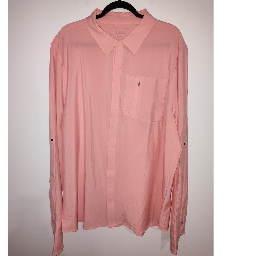 Coolibar Fiera Smart Shirt XXL Mens Pink UPF 50+ Sun Protection Button Down